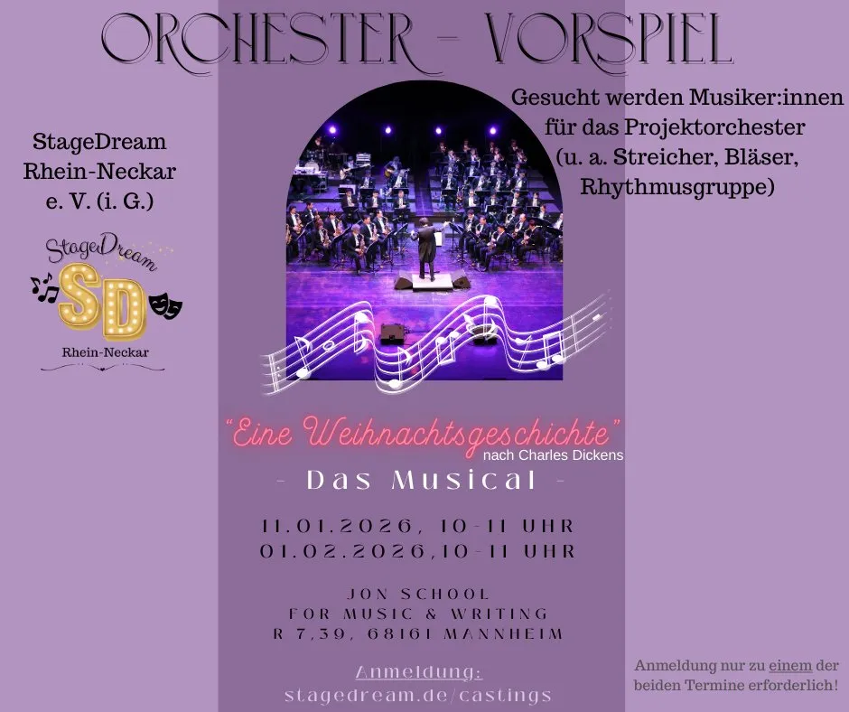 Musical-Orchester-Vakanzen: "A Christmas Carol" (Alan Menken) – Region Rhein-Nec